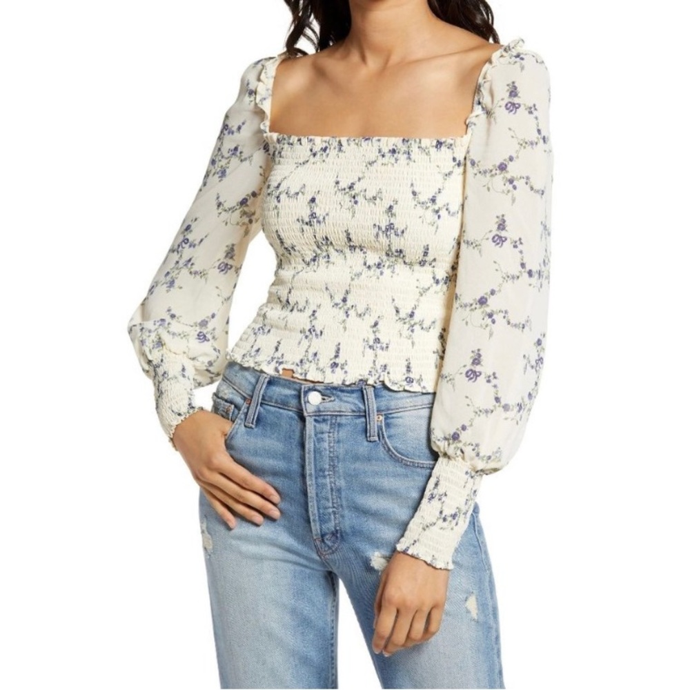 Reformation Pinto Smocked Top White Women's Size M